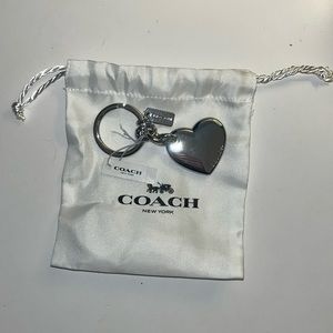 Coach Heart Shaped Silver Keychain